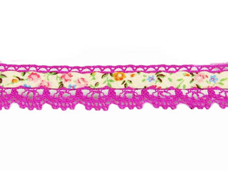 Koronka 1,9cm poliestrowa róż cyklamen