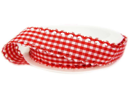 Wstążka 15mm poly WYCINANKA PEPITO czerwona