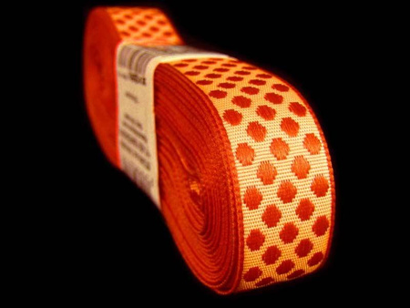 Taśma 15mm żakard KROPKA jasnopomarańczowa