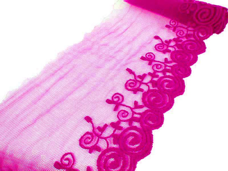 Koronka 10cm tiulowa róż cyklamen