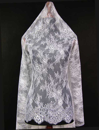 Koronka 140cm tiulowa podkład biała