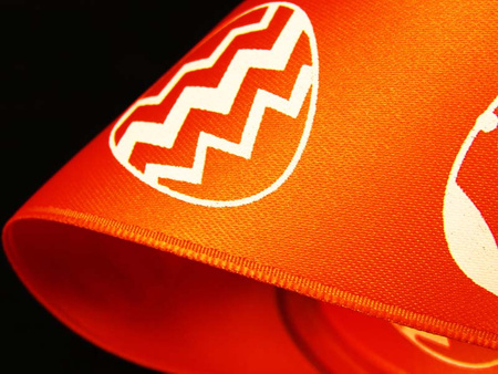 Wstążka 4cm atłas PISANKI pomarańczowa