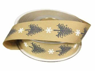 Wstążka 25mm ryps CHOINKA popiel