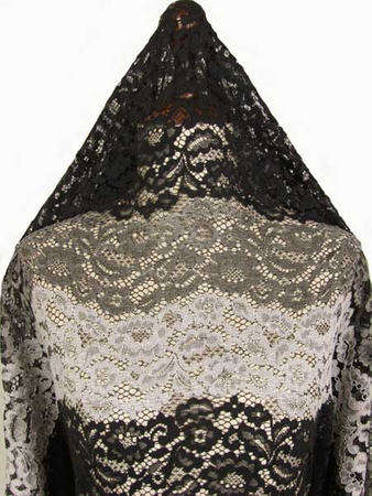 Koronka 140cm stabilna poliamid-bawełna czarna