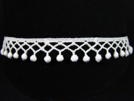 Taśma 1,5cm POMPONIK bawełna biała