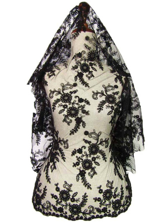 Koronka 135cm tiulowa z koderem czarna