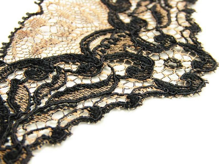 Koronka 6,2cm elastyczna czarno-miodowa