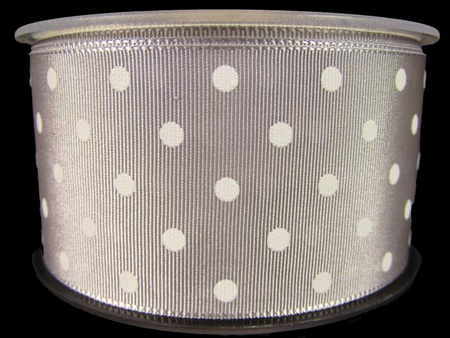 Wstążka 48mm ryps dwustronna KROPECZKA popiel