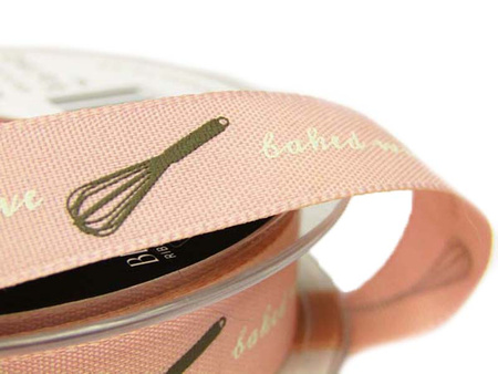 Wstążka 15mm tafta BAKED WITH LOVE róż