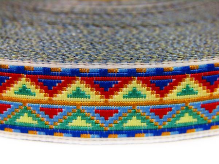 Taśma 16mm żakard Aztec niebieska