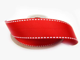 Taśma 2cm ryps stebnowana czerwona