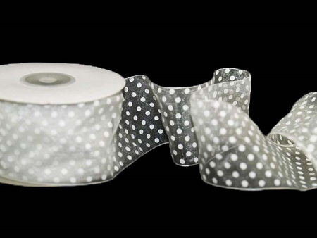 Wstążka 50mm organtyna KROPECZKI biała