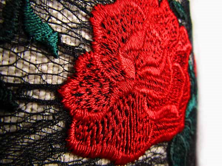 Koronka 140cm tiulowa RÓŻA czerwona