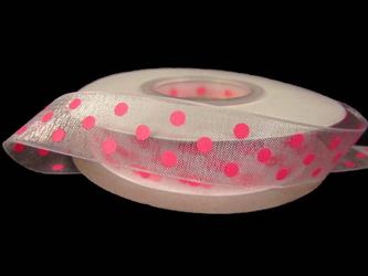 Wstążka 15mm organtyna KROPKA róż