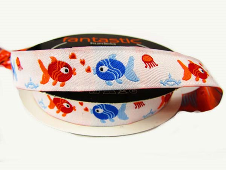 Taśma 16mm żakard RYBKA chabrowa