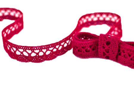 Koronka 1,8cm bawełniana czerwona malina