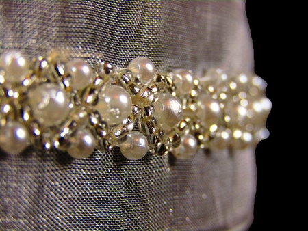 Taśma 3,3cm szyfonowa KORALIK ivory