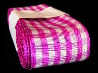 Wstążka 40mm kratka fuksja