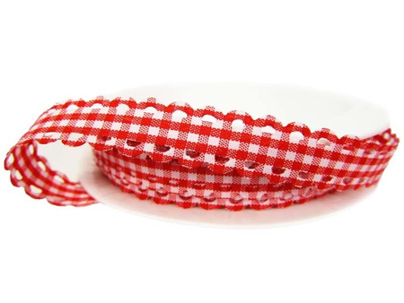 Wstążka 10mm poly WYCINANKA PEPITO czerwona