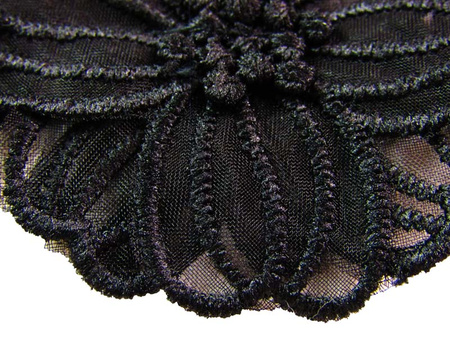 Taśma 6cm ozdobna KWIAT czarna