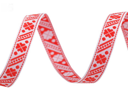 Taśma 10mm żakard KONICZYNKA czerwona