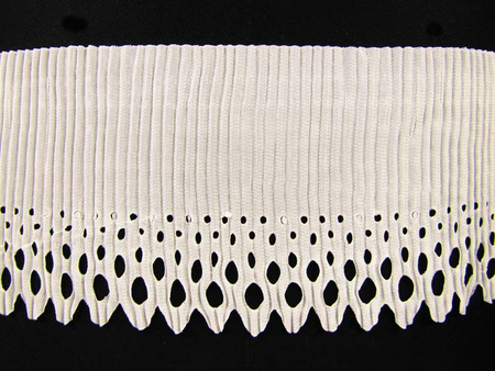 Taśma 11cm falbana PLISA muślin kość słoniowa