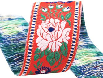 Taśma 45mm żakard RÓŻA czerwona