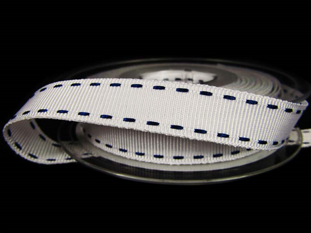 Taśma 1,5cm ryps stebnowana biała