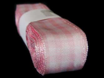 Wstążka 25mm kratka jasny róż