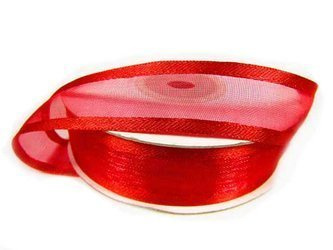 Wstążka 20mm organtyna LAMÓWKA czerwona