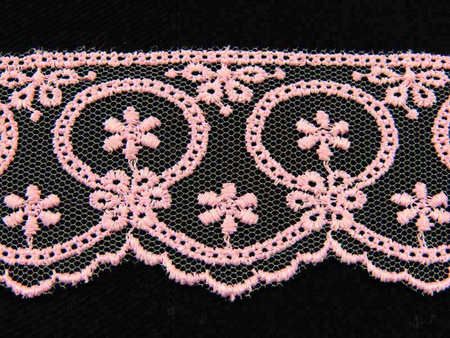 Koronka 4cm tiulowa róż brzoskwiniowy