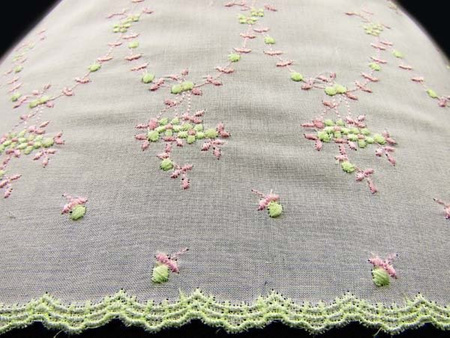 Koronka 30cm haft angielski róż_seledyn