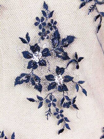 Koronka tiulowa haft z koralikiem granat