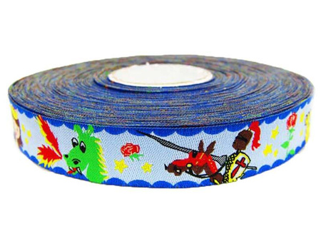 Taśma 16mm żakard BAJKA błękitna