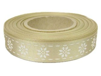 Wstążka 15mm ryps KWIATEK jasny beż