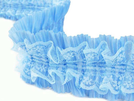 Taśma 5cm plisa koronka & tafta niebieska