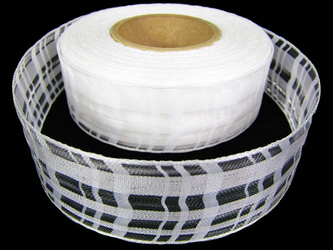 Wstążka 25mm organtyna KRATKA biała