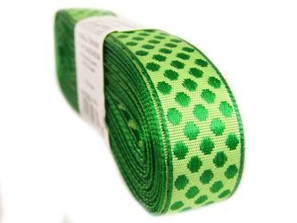 Taśma 15mm żakard KROPKA żywozielona