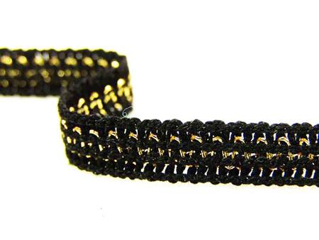 Taśma 0,7cm ozdobna czarno-złota