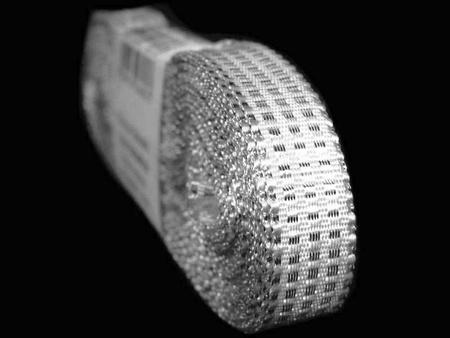 Wstążka 10mm kratka lurex srebrna