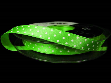 Wstążka 10mm atłasi MICRO DOT pistacja