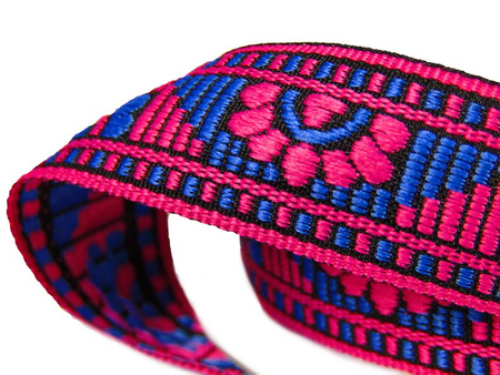 Taśma 22mm żakard KWIAT róż-chaber