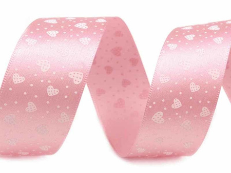 Wstążka 25mm atłas SERCA różowa