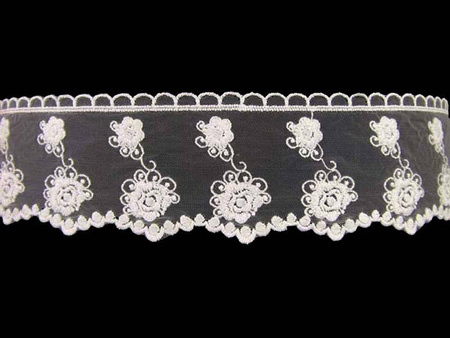 Koronka 6,5cm tiulowa kość słoniowa