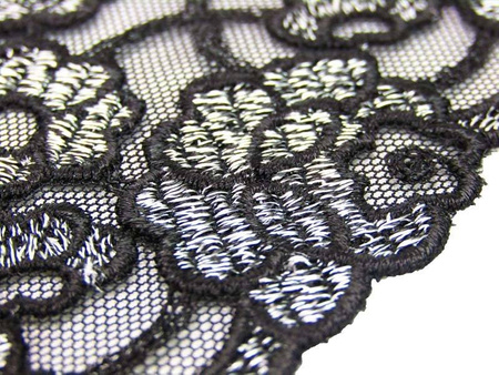 Koronka 11cm tiulowa czarna