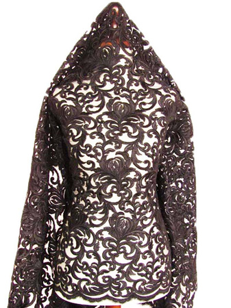 Koronka 135cm tiulowa haft czarna