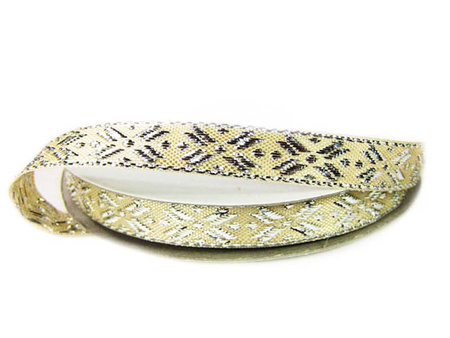 Taśma 10mm żakard srebrno-ekri