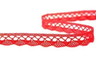 Koronka 1cm bawełniana żywo-czerwona