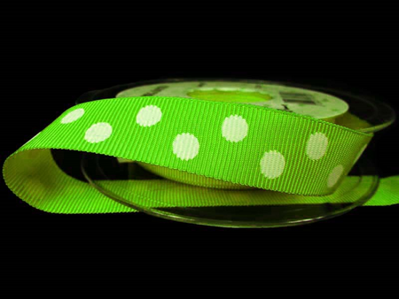 Wstążka 16mm ryps BIG DOTS pistacjowa