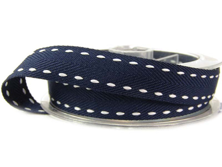 Taśma 15mm jodełka stebnowana granat